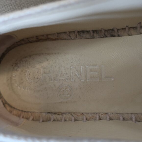 Authentic Womens Chanel Rev Coco Beige Black Linen Flat Espadrille Shoes 38 US/8 - Picture 11 of 14